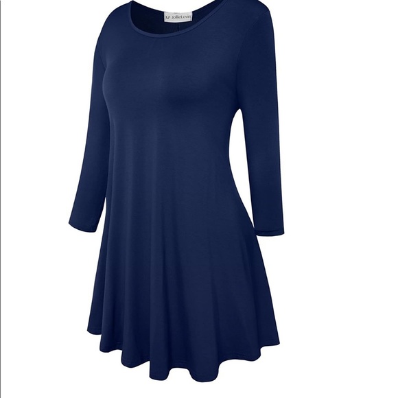 Navy Tunic For Leggings Spandex Stretch - Picture 2 of 6